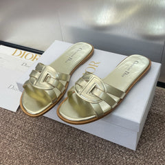 D-CLUB SLIDE SANDAL 25S IN GOLD GLOSSY CALFSKIN