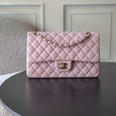 CHANEL 25S CLASSIC FLAP BAG 25 CM IN LIGHT PINK LAMBSKIN WITH GOLD HARDWARE