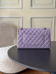 CHANEL 25S CLASSIC FLAP BAG 25 CM IN LIGHT PURPLE LAMBSKIN WITH GOLD HARDWARE