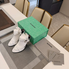 OPEN TOE STRAPPY HIGH HEEL IN WHITE CALFSKIN