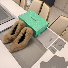 FURRY PUMPS 90MM IN BROWN FOX FUR