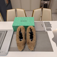 FURRY PUMPS 90MM IN BROWN FOX FUR