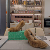 FURRY PUMPS 90MM IN BROWN FOX FUR