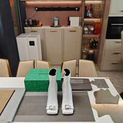 BALENCIAGA 25S BEL AIR BOOTS 115 MM IN WHITE CALFSKIN WITH SILVER HARDWARE