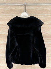 HERMES 25S SHEARLING COAT WITH LARGE LAPELS 213