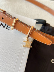 CELINE 25S BELT 18MM IN CARAMEL ELEGANT CHARM TAURILLON GOLD HARDWARE 585791