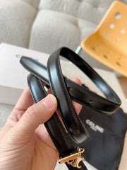 CL BELT 18MM IN BLACK TAURILLON GLOSSY CALFSKIN GOLD BUCKLE