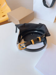CELINE 25S SMALL 18MM WESTERN BELT IN BLACK CALFSKIN 566640