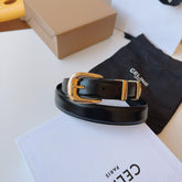 CELINE 25S SMALL 25MM WESTERN BELT IN BLACK CALFSKIN 566638