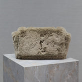 KATE SMALL BAG 22 IN ECRU BEIGE RABBIT FUR GOLD CHAIN