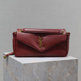YSL 25S CALYPSO HANDBAG 26 IN BURGUNDY LAMBSKIN GOLD HARDWARE