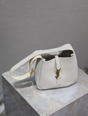 YSL 25S LE 5 À 7 BAG 16 IN BLANC VINTAGE GRAINED CALFSKIN GOLD HARDWARE