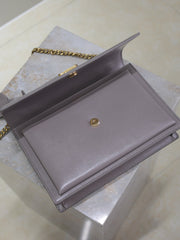 YSL 25S SUNSET MM 25 IN GRAYISH PURPLE CALFSKIN GOLD HARDWARE