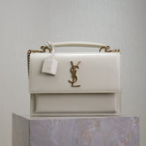 YSL 25S SUNSET MM 25 IN IVORY CALFSKIN GOLD HARDWARE