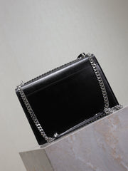 YSL 25S SUNSET BAG 22 IN BLACK CALFSKIN SILVER HARDWARE