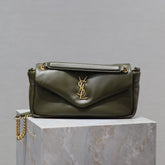 CALYPSO CHAIN BAG 26 IN ARMY GREEN SMOOTH LAMBSKIN