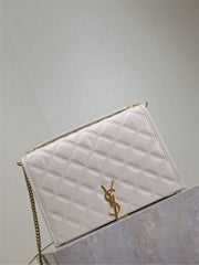 BECKY 26 IN WHITE QUILTED LAMBSKIN GOLD HARDWARE