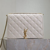 BECKY 26 IN WHITE QUILTED LAMBSKIN GOLD HARDWARE
