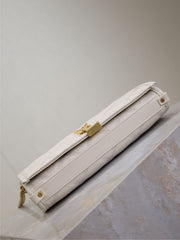 BECKY 22 IN WHITE QUILTED LAMBSKIN GOLD HARDWARE
