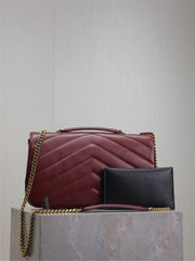 LOULOU MEDIUM 29 IN BURGUNDY RED SHEEPSKIN GOLD HARDWARE