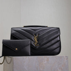 LOULOU MEDIUM 29 IN BLACK SHEEPSKIN GOLD HARDWARE