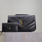 LOULOU SMALL 24 IN BLACK SHEEPSKIN GOLD HARDWARE