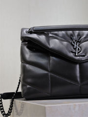 YSL 25S LOULOU PUFFER GM 35 IN BLACK CALFSKIN BLACK HARDWARE