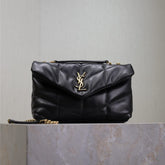 YSL 25S LOULOU PUFFER MINI 23 IN BLACK CALFSKIN GOLD HARDWRE
