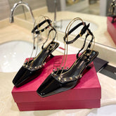 ROCKSTUD SLINGBACK IN BLACK CALFSKIN 50MM