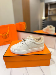 DAY SNEAKER IN WHITE CALFSKIN AND FLEECE LINING