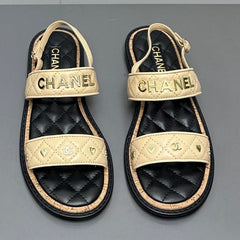 Dad sandals cream yellow calf leather