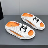 New Double C Foam Lightweight Slippers Boat White Orange