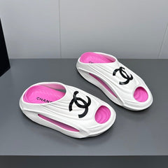 New Double C Foam Lightweight Slippers Boat White Pink
