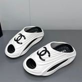 New Double C Foam Lightweight Slippers Boat White Black