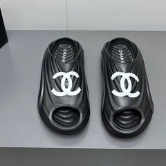 New Double C Foam Lightweight Slippers Boat Black