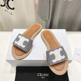 LYMPIA MULE IN TRIOMPHE JACQUARD WOOLLEN FABRIC White Black Caro