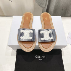 LYMPIA MULE IN TRIOMPHE JACQUARD WOOLLEN FABRIC White Black Caro