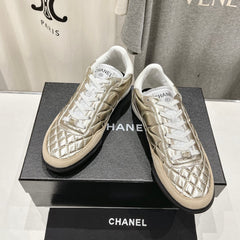 Double C New Quilted Panda Shoes Gold Sheepskin