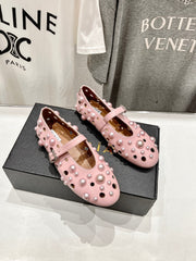 ALAIA PEARL MARY JANE SHOES IN LIGHT PINK LAMBSKIN