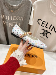 MARY JANE FLAT IN WHITE MONOGRAM CALFSKIN