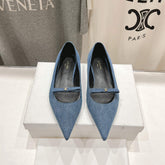 SUZY POINTY TOE BALLERINA IN BLUE DENIM