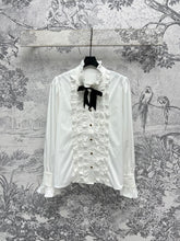 CC 25 Lace Pleated Shirt White Cotton