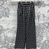 CC 25 Wide Leg Pants Black White Polyester Fiber