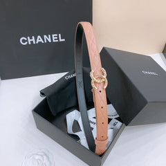 DOUBLE C BELT 20MM IN SAVANNA BROWN CALFSKIN WITH QUILTED STITCHING SPIRAL GOLD BUCKLE