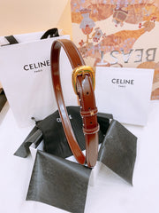 CELINE 25S BELT 25MM WITH ARC DE TRIOMPHE BUCKLE IN BURNT UMBER 571501