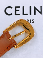 CELINE 25S BELT 18MM WITH ARC DE TRIOMPHE BUCKLE IN DARK CARAMEL 571504