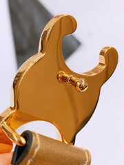 CELINE 25S TRIOMPHE BELT 25MM IN GOLD CALFSKIN GOLD HARDWARE 570966