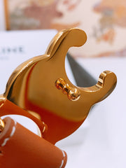 CELINE 25S TRIOMPHE BELT 25MM IN DARK CARAMEL CALFSKIN GOLD HARDWARE 570967