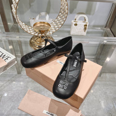 MARY JANE SANDAL BLACK WITH T - STRAP SHEEPSKIN