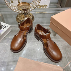 Sandal Chestnut Cowhide With T-string